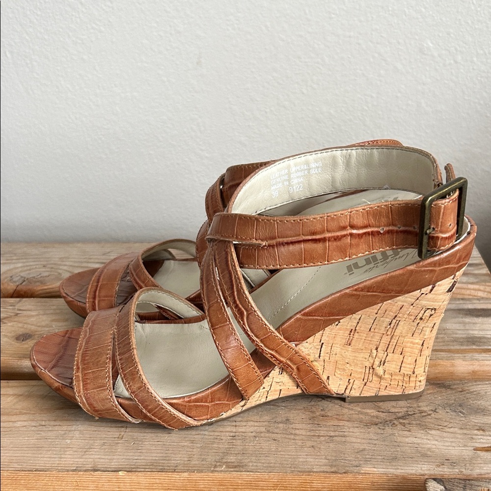 Umberto Raffini Leather Cork Wedge Sandals Size 39